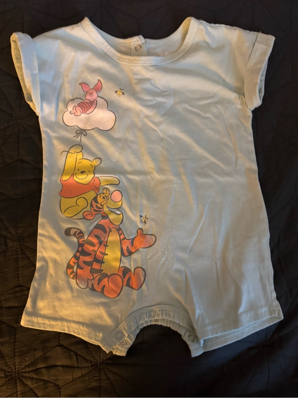 Disney Light Blue Winnie the Pooh & Tigger Short Sleeve Romper